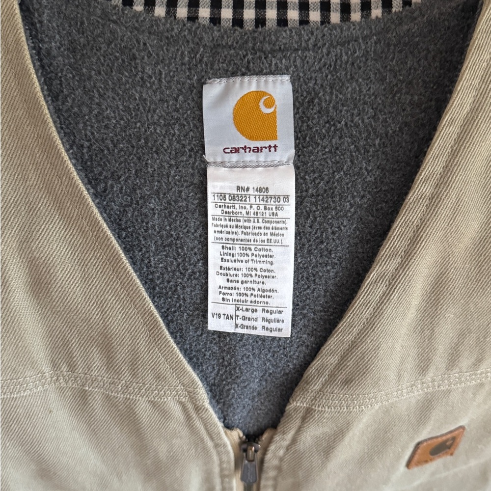 Vintage Y2K Carhartt Sherpa Lined Canvas Zip Vest Size XL - Picture 6 of 12